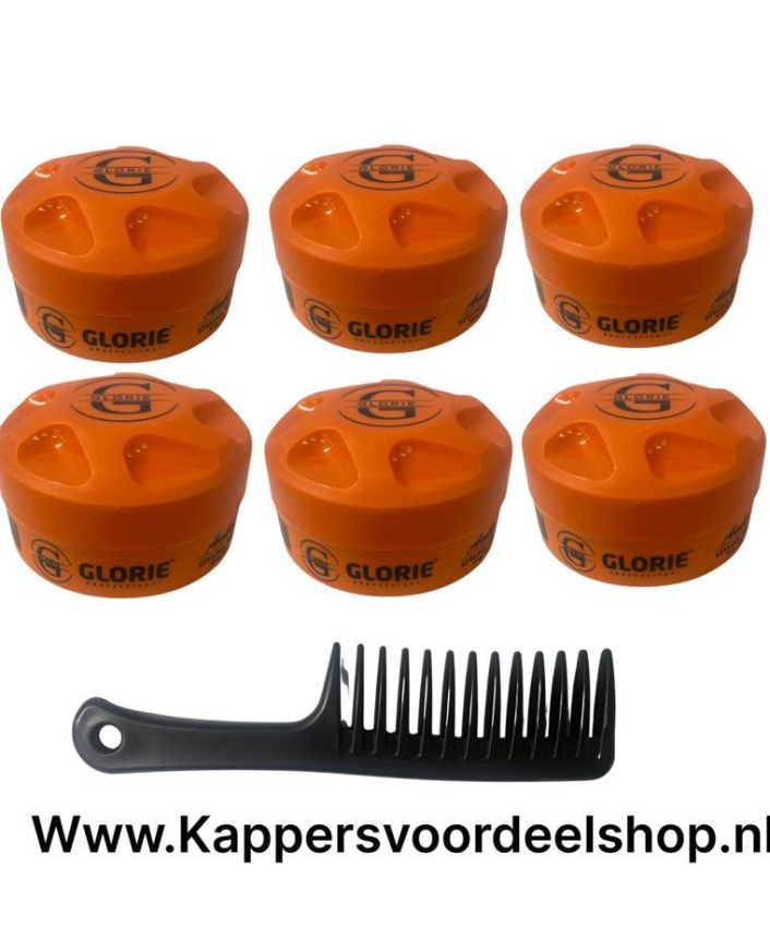 Glorie Aqua Pantenol Wax Pliable Styling Oranje 6 stuks + Gratis Styling Comb
