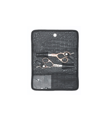 Sibel Case 2 Zwarte Etui In Matte Kroko Vr 2 Scharen 