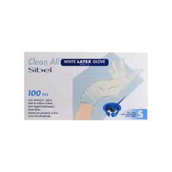 Sibel Handschoenen LATEX S wit 100st