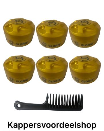 Glorie Styling Wax Firm Hold Golden 6 stuks + Gratis Styling Comb
